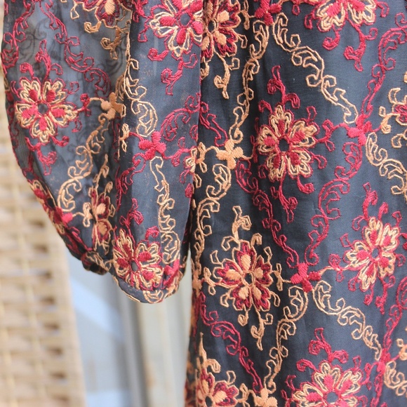 💥SOLD💥Vintage 1970s Embroidered Prairie Maxi - Picture 4 of 5